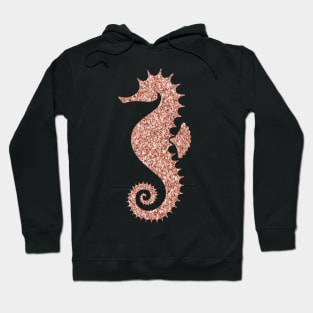 Rose Gold Faux Glitter Seahorse Hoodie